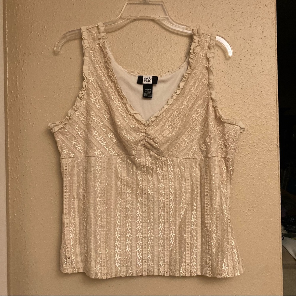 Studio1940 Cream Lace Sleeveless Blouse